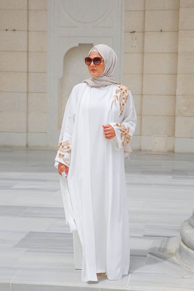 Abaya deluxe écru gold