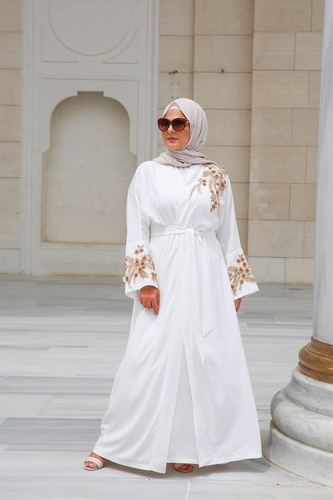 Abaya deluxe écru gold
