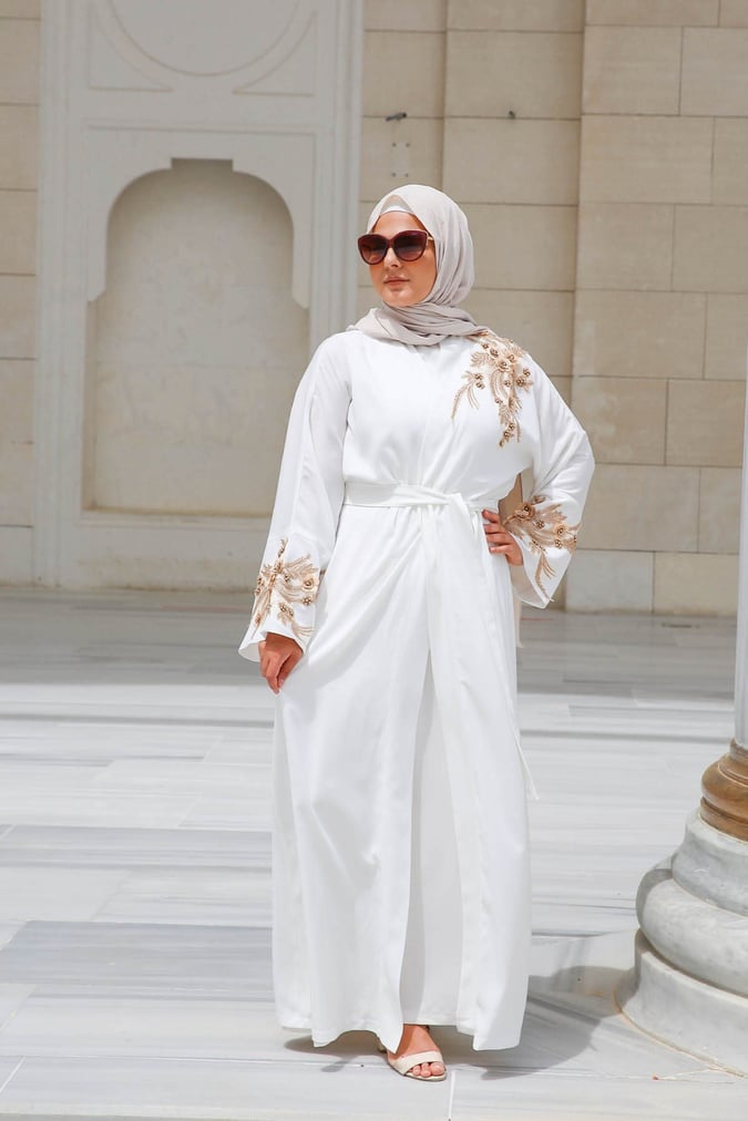 Abaya deluxe écru gold