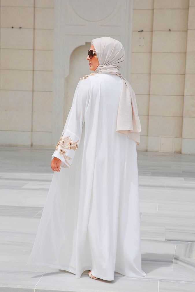 Abaya deluxe écru gold