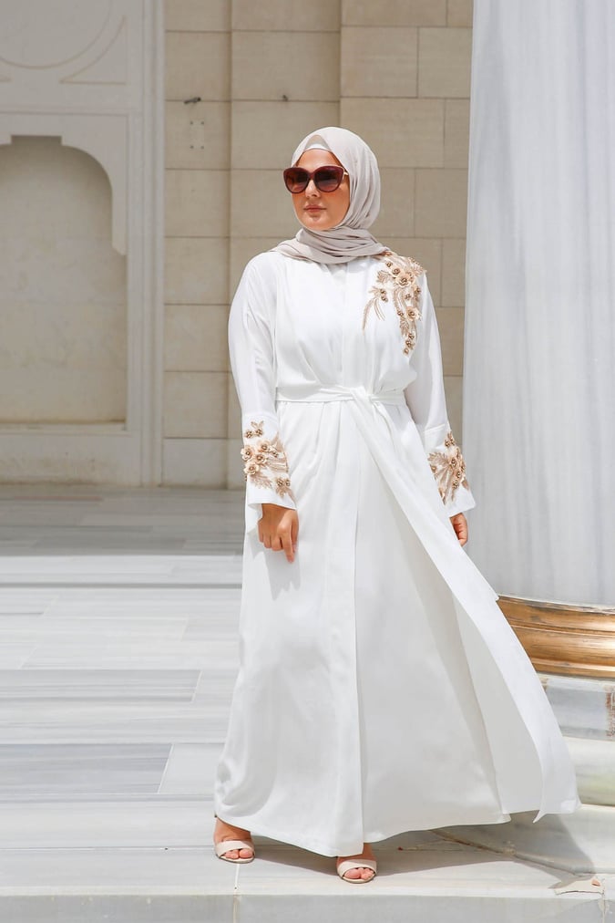 Abaya deluxe écru gold