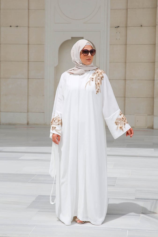 Abaya deluxe écru gold