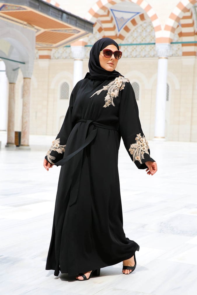 Abaya deluxe noir gold
