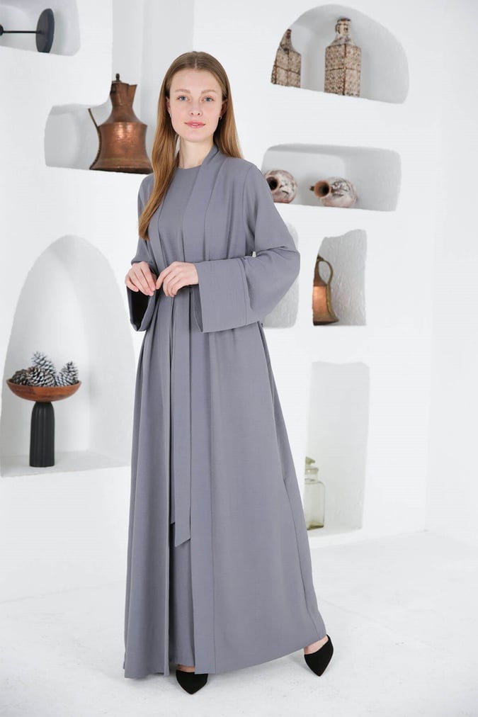 Ensemble abaya+robe fresh gris
