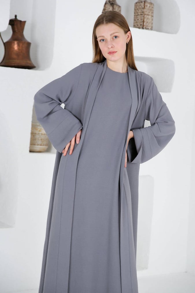 Ensemble abaya+robe fresh gris