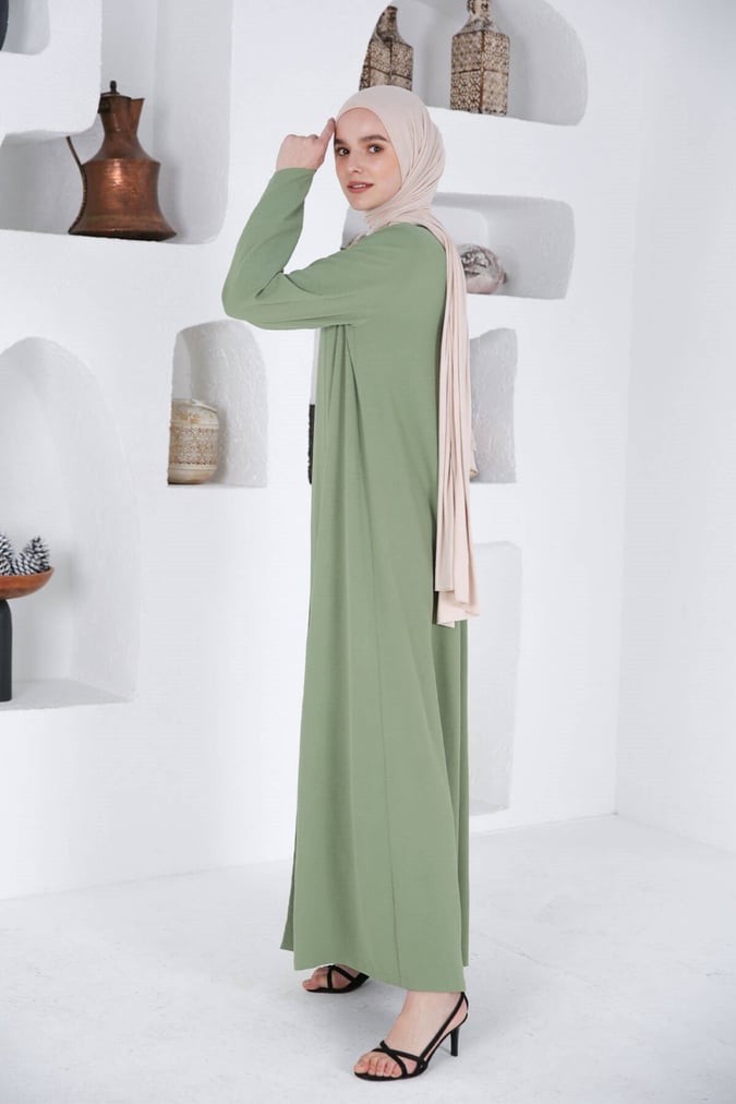 Ensemble abaya + robe fresh vert amande