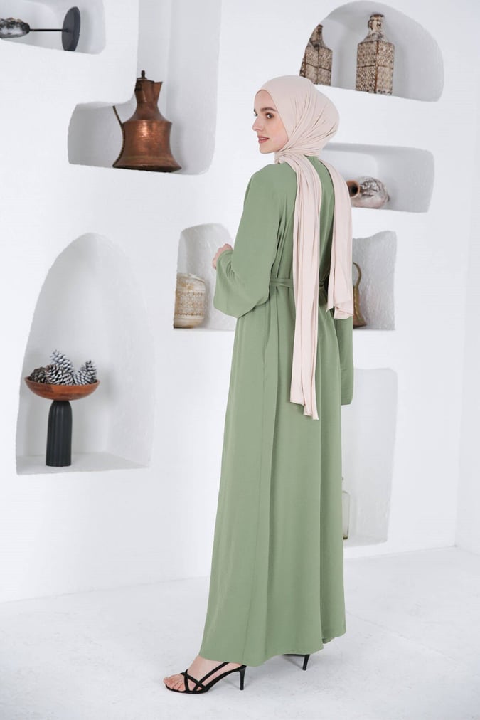 Ensemble abaya + robe fresh vert amande