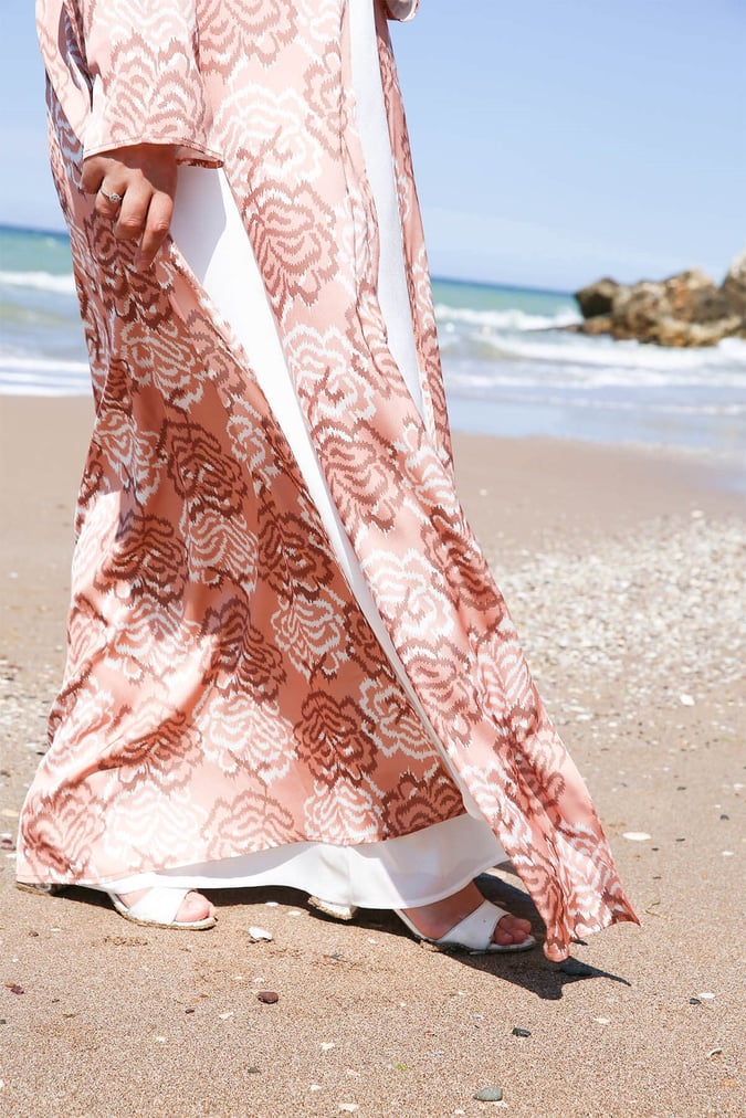 Ensemble robe + kimono imprimé rose