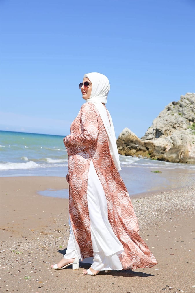 Ensemble robe + kimono imprimé rose