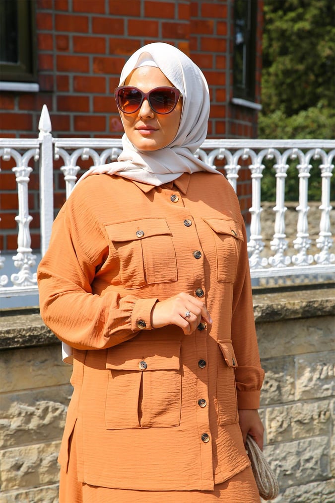 Ensemble jupe safari brique