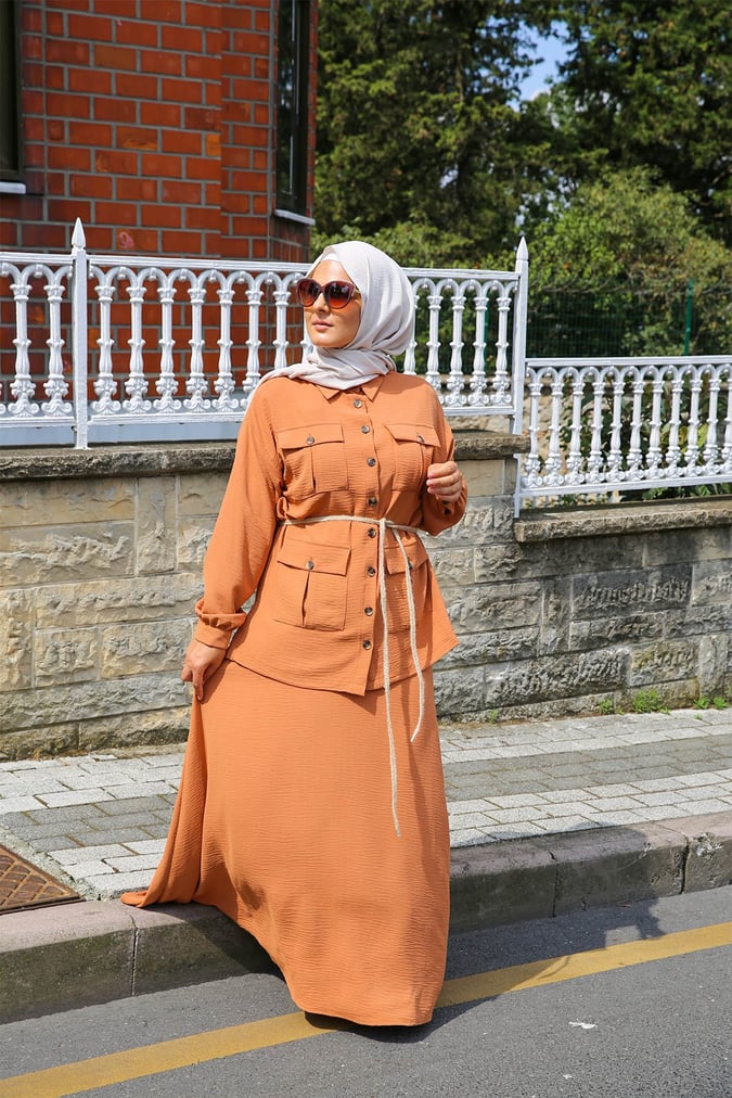 Ensemble jupe safari brique