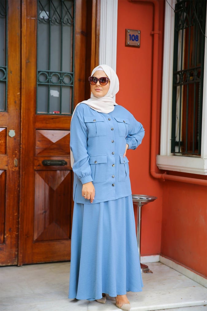 Ensemble safari jupe indigo