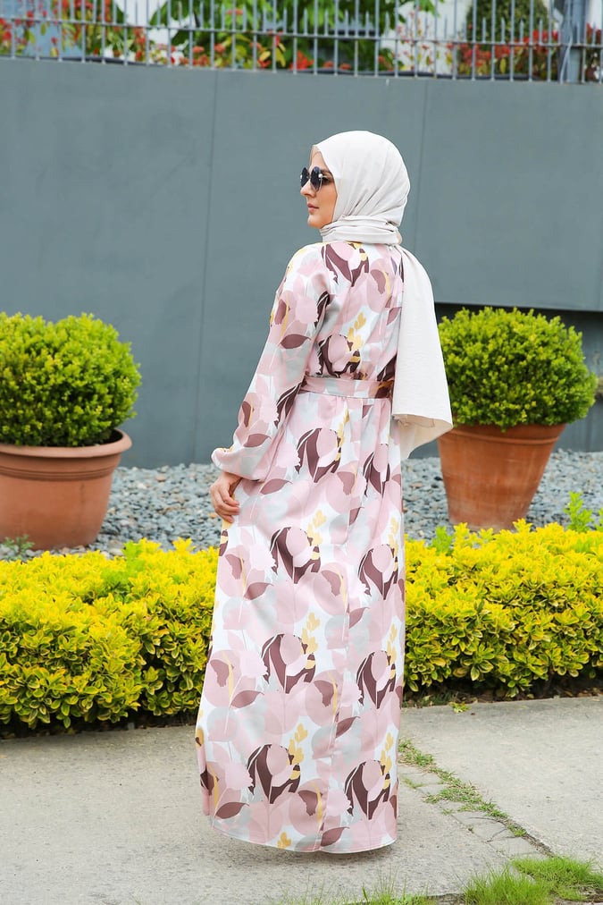 Robe satinée imprimée rose