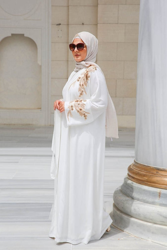 Abaya deluxe écru gold