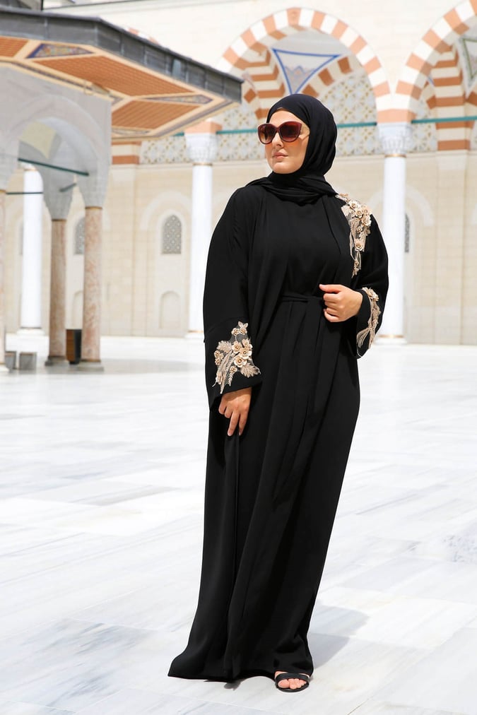 Abaya deluxe noir gold