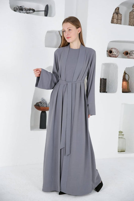 Ensemble abaya+robe fresh gris