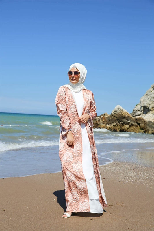 Ensemble robe + kimono imprimé rose