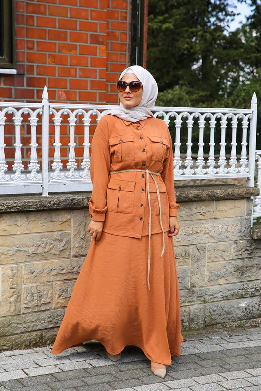 Ensemble jupe safari brique