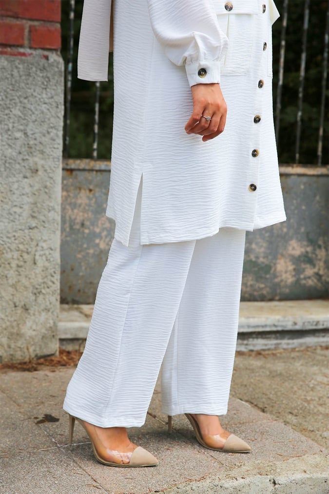 Ensemble pantalon safari blanc