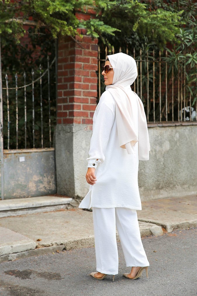 Ensemble pantalon safari blanc