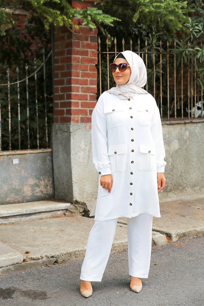 Ensemble pantalon safari blanc