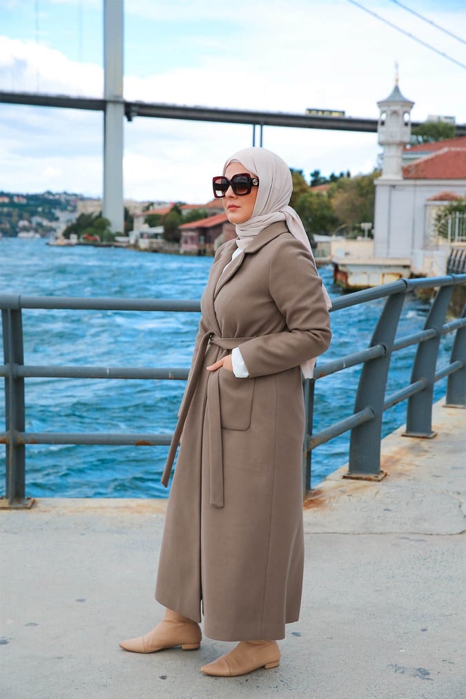Manteau long taupe