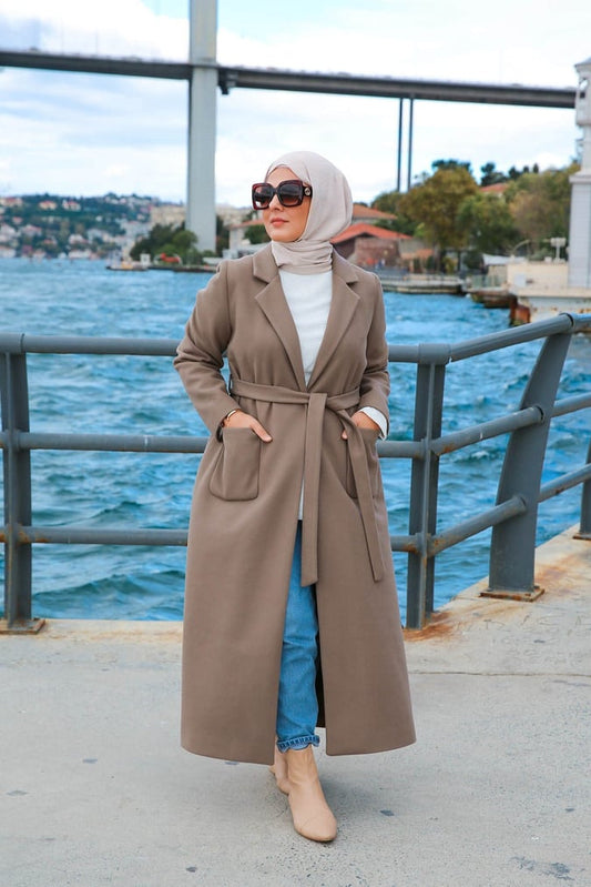 Manteau long taupe