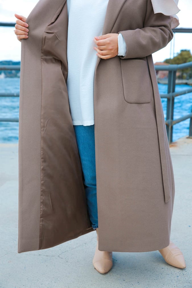 Manteau long taupe