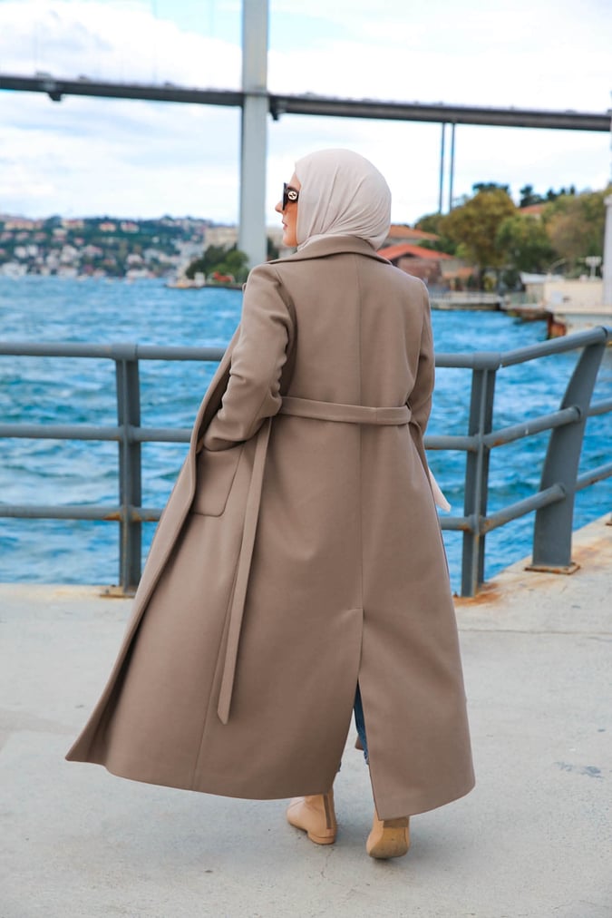 Manteau long taupe