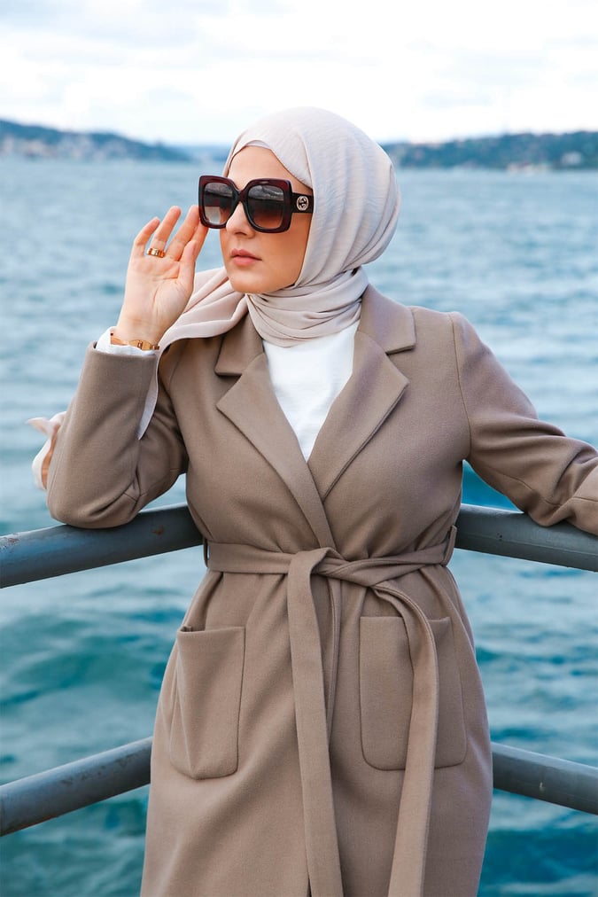 Manteau long taupe